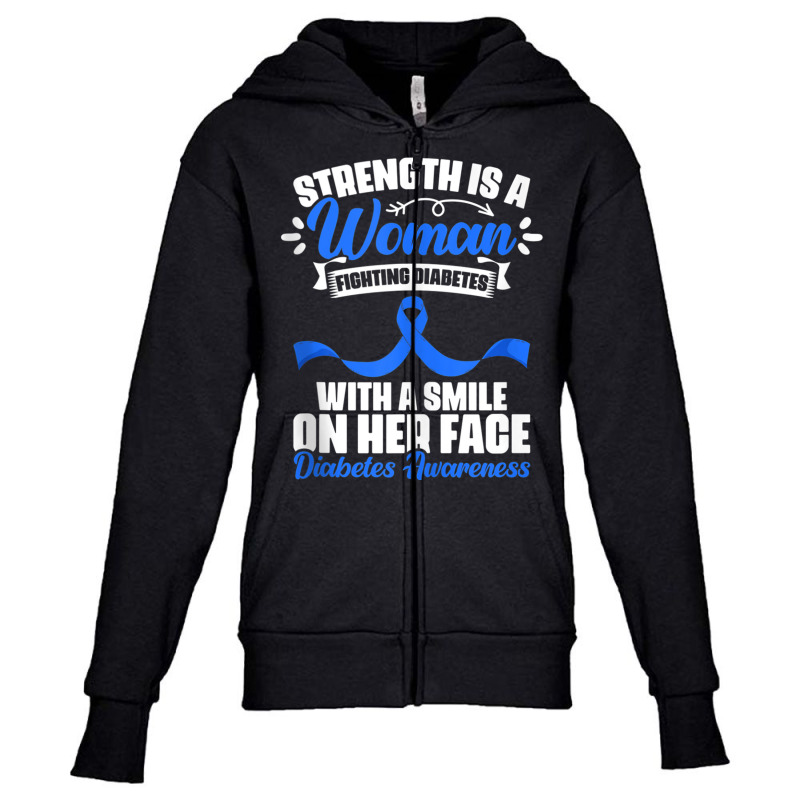 Woman Fighting Diabetes Warrior Diabetic Diabetes Awareness Tank Top Youth Zipper Hoodie | Artistshot