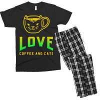 Love Coffee And Cats Men's T-shirt Pajama Set | Artistshot