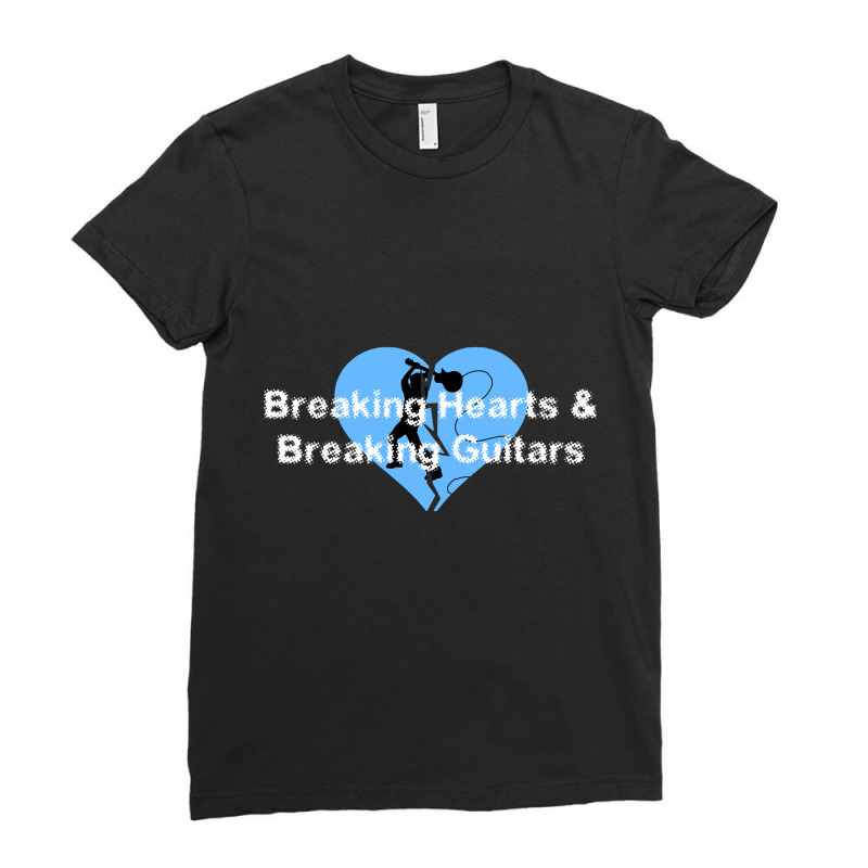 Breaking Hearts & Guitars (blue) Ladies Fitted T-Shirt by greggjvandervor | Artistshot