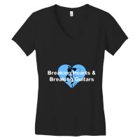 Breaking Hearts & Guitars (blue) Women's V-neck T-shirt | Artistshot