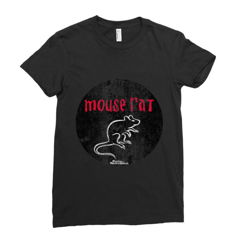 Parks & Recreation Mouse Rat Distressed Ladies Fitted T-Shirt by femalesbaubles | Artistshot