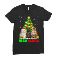 Funny Merry Catmas Exotic Shorthair Cat Mom Cat Dad Xmas Cat T Shirt Ladies Fitted T-shirt | Artistshot