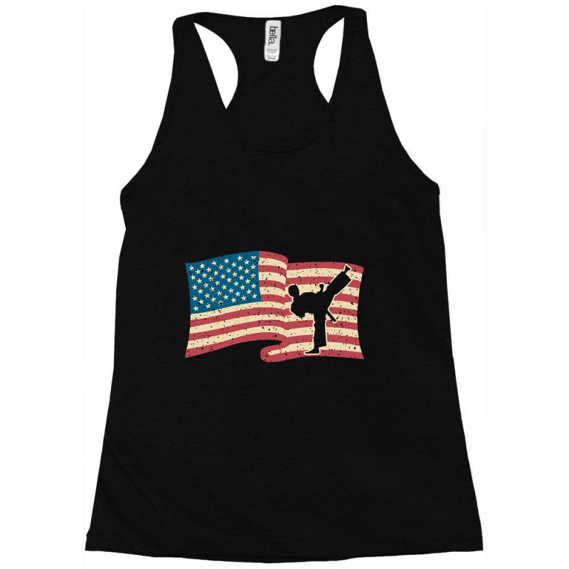 American Flag Karate Kick Silouette Design Racerback Tank by Pannell Quintero | Artistshot