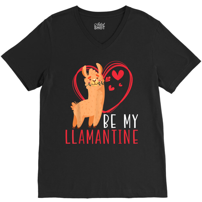 Valentines Day Hearts Day Cupid Love Llama Lover T Shirt V-neck Tee | Artistshot