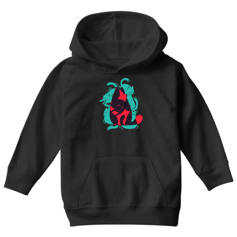 Cat Shapes - Funny Cute Kitty - Modern Art Youth Hoodie | Artistshot