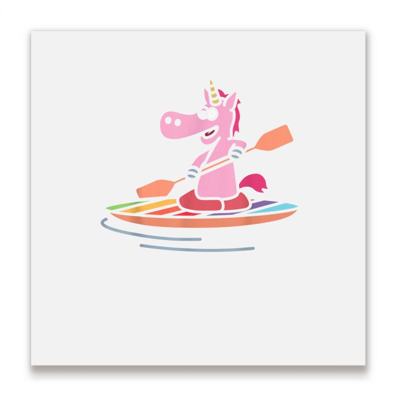 Magical Unicorn Rowing Kayak Canoeing Kayaking Paddling T Shirt Metal Print Square | Artistshot