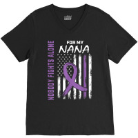 Nobody Fights Alone Nana Lupus Awareness American Flag Gifts T Shirt V-neck Tee | Artistshot