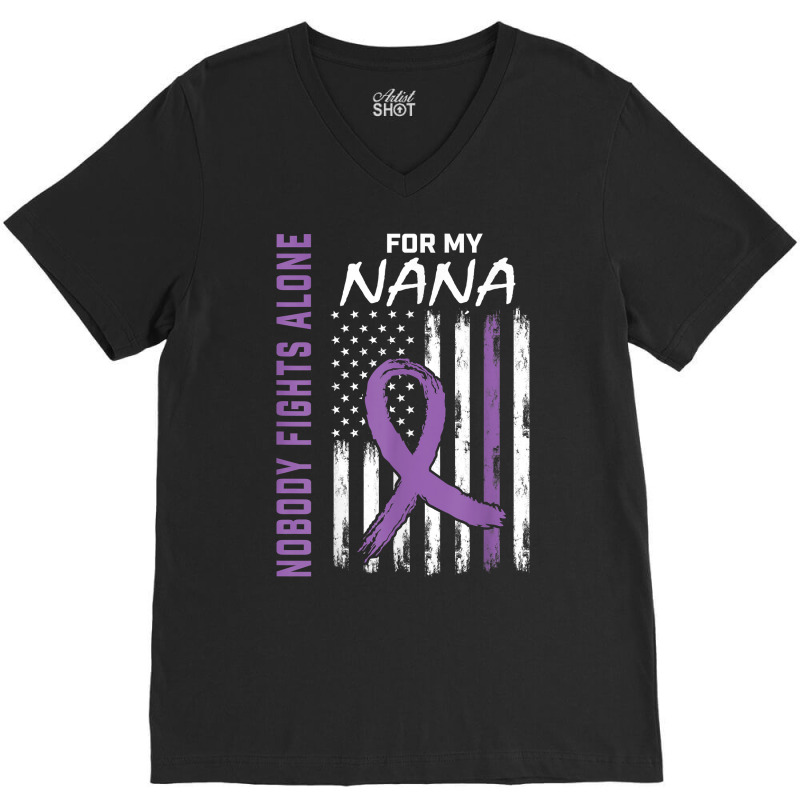 Nobody Fights Alone Nana Lupus Awareness American Flag Gifts T Shirt V-Neck Tee by mosesswabyhi | Artistshot