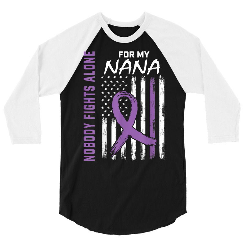 Nobody Fights Alone Nana Lupus Awareness American Flag Gifts T Shirt 3/4 Sleeve Shirt by mosesswabyhi | Artistshot