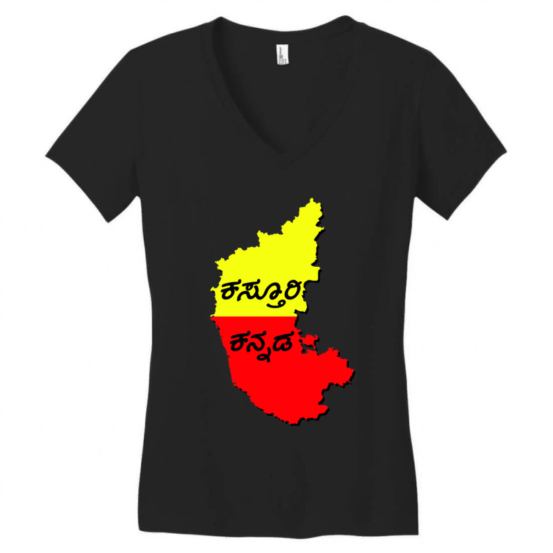 Kasturi Kannada Women's V-Neck T-Shirt by QUANVY | Artistshot