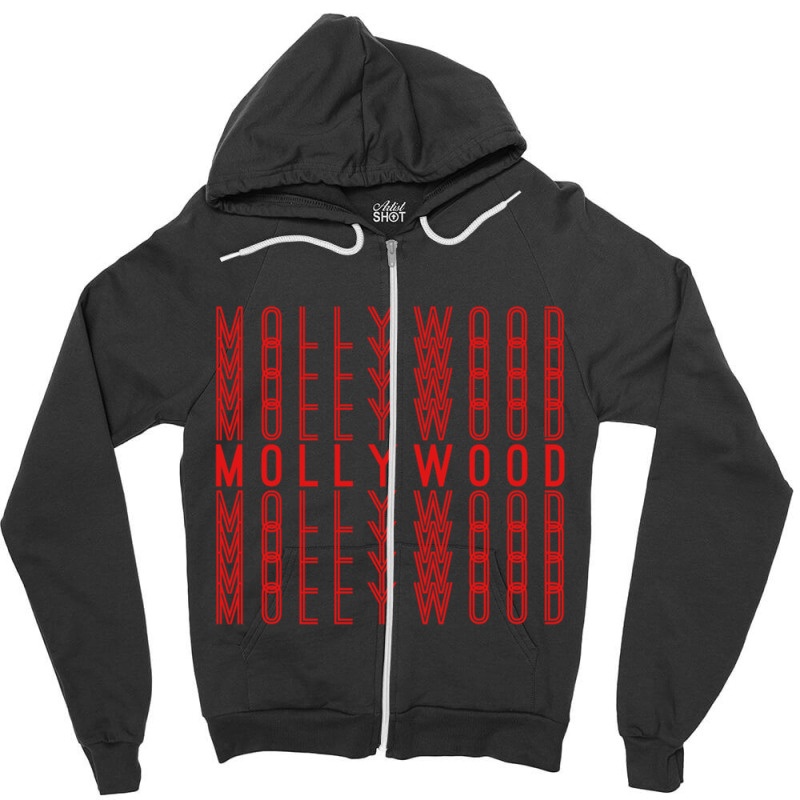 Mollywood Malayalam Indian Movies Repeating Red Text Gift Zipper Hoodie by QUANVY | Artistshot