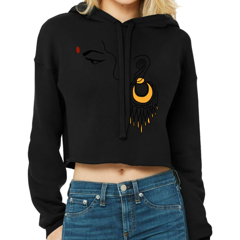 South Indian Woman Art Cropped Hoodie by QUANVY | Artistshot