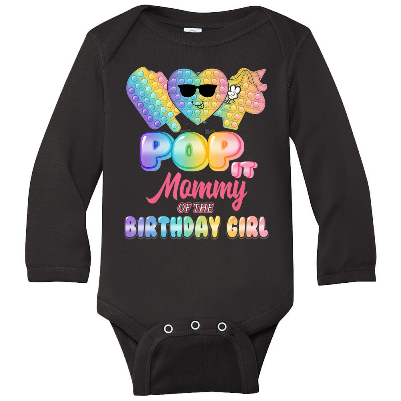 Mommy Of The Birthday Pop It Girl Bday Party Funny Long Sleeve Baby Bodysuit by fenderbendable | Artistshot