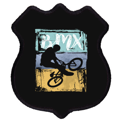 Bmx Tee - Vintage Retro Bmx Bike Rider Shield Patch Designed By Cidolopez