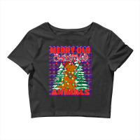 Ugly Merry Old Christmas Animals Sweater Dog Lights Design T Shirt Crop Top | Artistshot