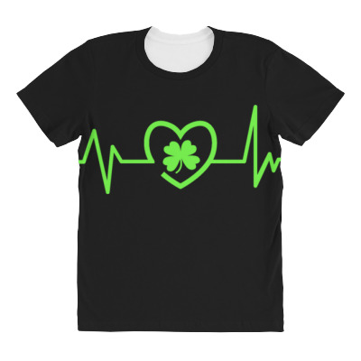 Patricks Day Heartline All Over Women's T-shirt Designed By Bariteau Hannah