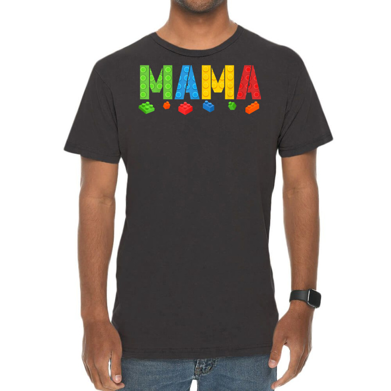 Mama Funny Blocks Master Builder Brick Builder Birthday T Shirt Vintage T-shirt | Artistshot