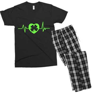 Patricks Day Heartline Men's T-shirt Pajama Set Designed By Bariteau Hannah