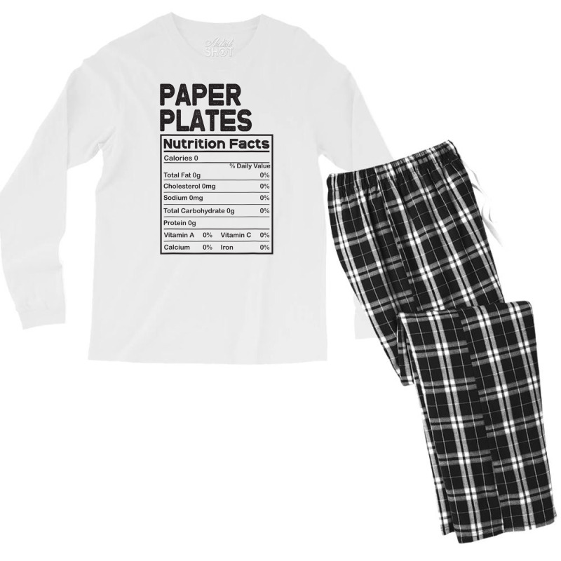 Thanksgiving Pjs For Family Paper Plates Nutrition Facts T Shirt Men's Long Sleeve Pajama Set | Artistshot