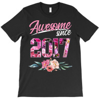 Kids 6 Year Old Floral Birthday Tee Awesome Since 2017 Girls T Shirt T-shirt | Artistshot