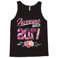 Kids 6 Year Old Floral Birthday Tee Awesome Since 2017 Girls T Shirt Tank Top | Artistshot