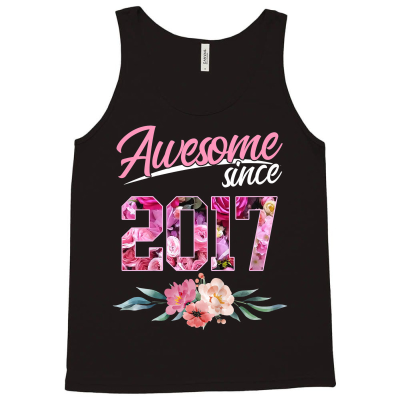 Kids 6 Year Old Floral Birthday Tee Awesome Since 2017 Girls T Shirt Tank Top | Artistshot