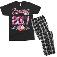 Kids 6 Year Old Floral Birthday Tee Awesome Since 2017 Girls T Shirt Men's T-shirt Pajama Set | Artistshot