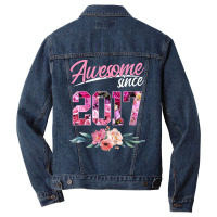 Kids 6 Year Old Floral Birthday Tee Awesome Since 2017 Girls T Shirt Men Denim Jacket | Artistshot