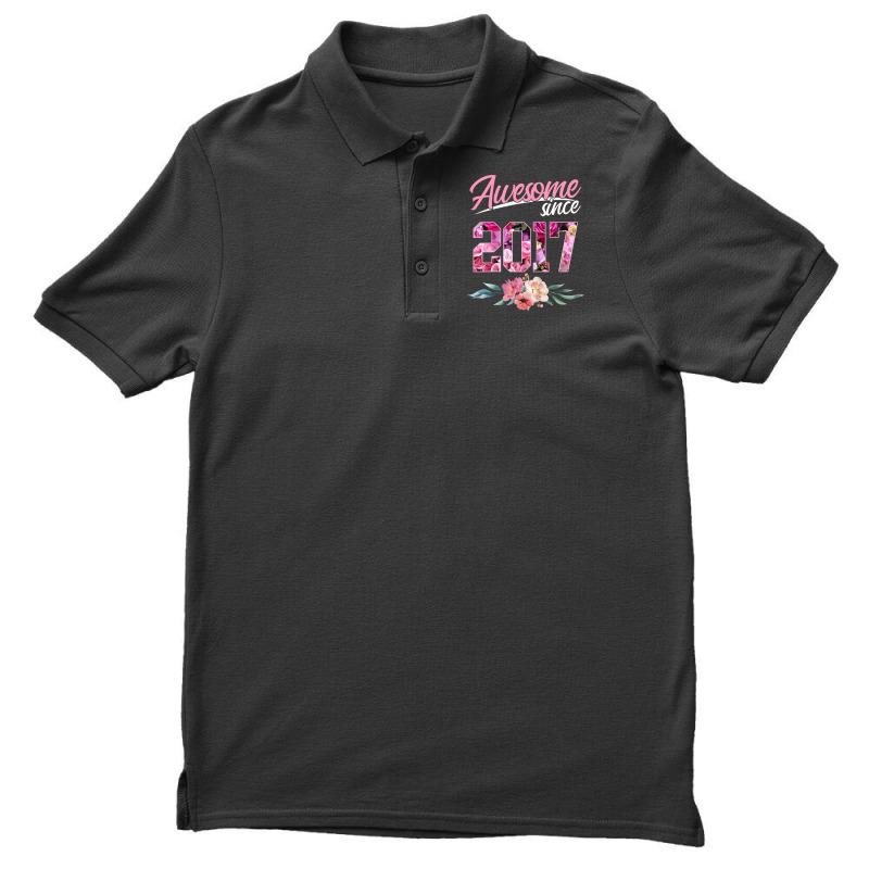 Kids 6 Year Old Floral Birthday Tee Awesome Since 2017 Girls T Shirt Men's Polo Shirt | Artistshot