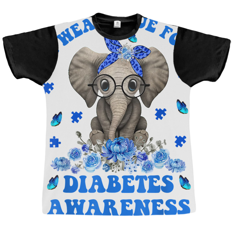 I Wear Blue For Diabetes Awareness Elephant Warrior Women T Shirt Graphic T-shirt | Artistshot