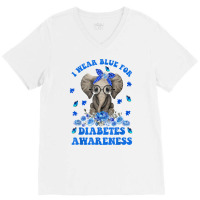 I Wear Blue For Diabetes Awareness Elephant Warrior Women T Shirt V-neck Tee | Artistshot