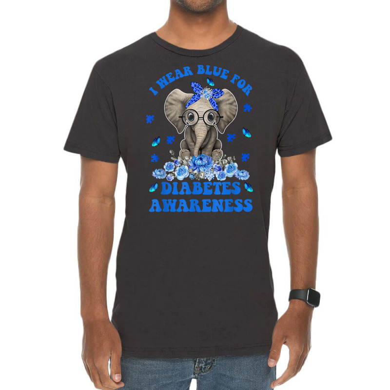 I Wear Blue For Diabetes Awareness Elephant Warrior Women T Shirt Vintage T-shirt | Artistshot