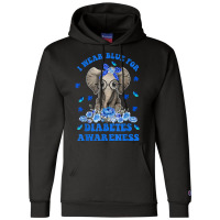 I Wear Blue For Diabetes Awareness Elephant Warrior Women T Shirt Champion Hoodie | Artistshot