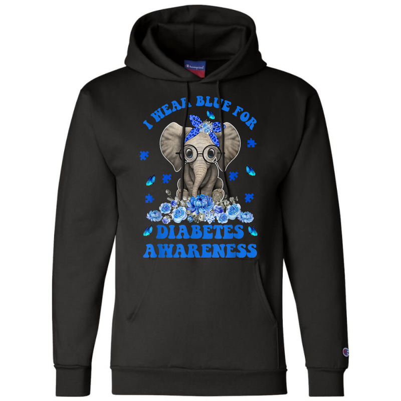 I Wear Blue For Diabetes Awareness Elephant Warrior Women T Shirt Champion Hoodie | Artistshot