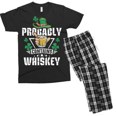 Probably Contains Whiskey Men's T-shirt Pajama Set Designed By Bariteau Hannah