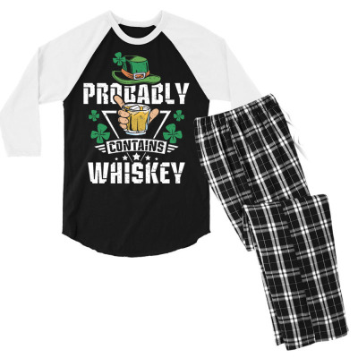 Probably Contains Whiskey Men's 3/4 Sleeve Pajama Set Designed By Bariteau Hannah