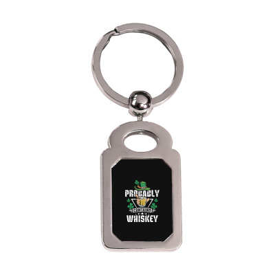 Probably Contains Whiskey Silver Rectangle Keychain Designed By Bariteau Hannah