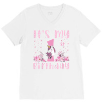 Kids It's My 1st Birthday Unicorn Lover Kid 1 Year Old Birthday T Shir V-neck Tee | Artistshot