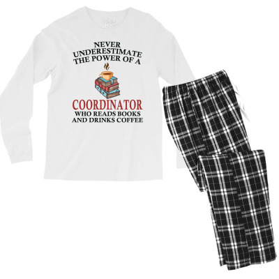 Coordinator Reading Books And Coffee Lover Men's Long Sleeve Pajama Set Designed By Bariteau Hannah