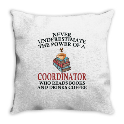 Coordinator Reading Books And Coffee Lover Throw Pillow Designed By Bariteau Hannah