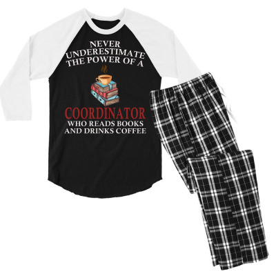 Coordinator Reading Books And Coffee Lover Men's 3/4 Sleeve Pajama Set Designed By Bariteau Hannah
