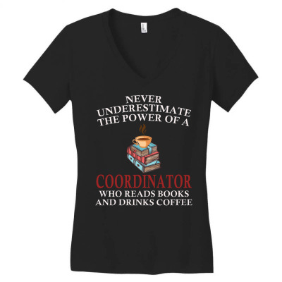 Coordinator Reading Books And Coffee Lover Women's V-neck T-shirt Designed By Bariteau Hannah