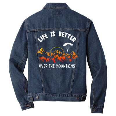 Life Is Better Over The Mountains Men Denim Jacket Designed By Bariteau Hannah