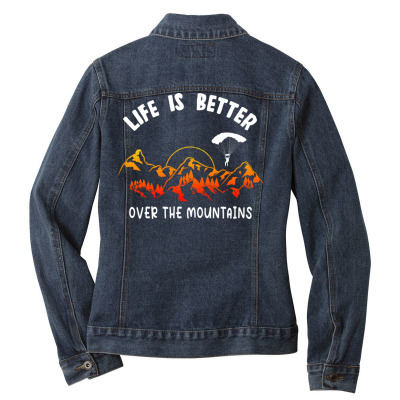 Life Is Better Over The Mountains Ladies Denim Jacket Designed By Bariteau Hannah