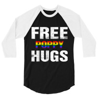 Mens Free Poppy Hugs Shirt Pride Gift Rainbow Flag Matching 3/4 Sleeve Shirt | Artistshot