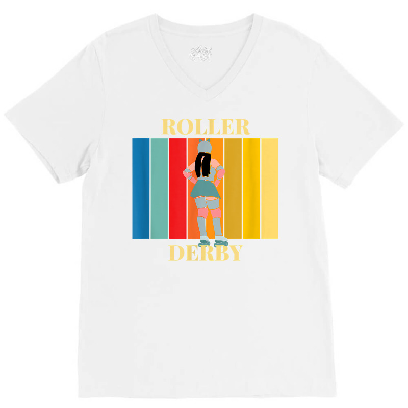 Roller Derby Skating Retro Vintage Skater Blocker T Shirt V-Neck Tee by anitrasargisg5b | Artistshot