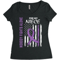 Nobody Fights Alone Niece Lupus Awareness American Flag T Shirt Women's Triblend Scoop T-shirt | Artistshot