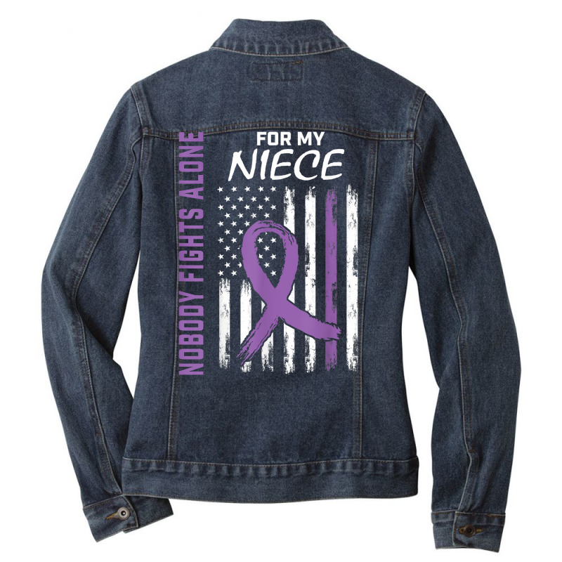 Nobody Fights Alone Niece Lupus Awareness American Flag T Shirt Ladies Denim Jacket by chipbeltzox | Artistshot