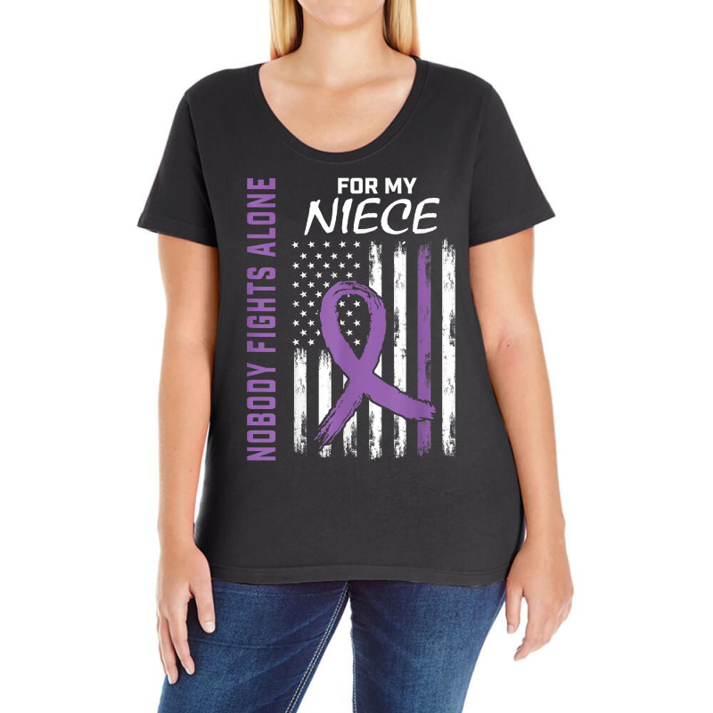 Nobody Fights Alone Niece Lupus Awareness American Flag T Shirt Ladies Curvy T-Shirt by chipbeltzox | Artistshot