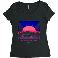 Back To The Future 1985 Neon Delorean Sunset Women's Triblend Scoop T-shirt | Artistshot